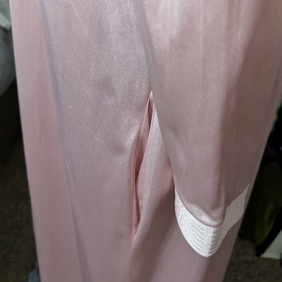 DVF Pink Satin Vintage Maxi Duster Robe Long Sleeve Elegant Lounge Wear - Picture 9 of 10